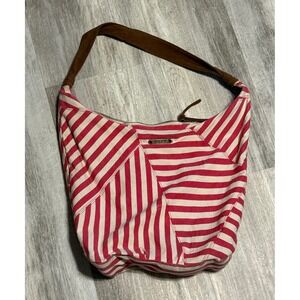 Y2K Roxy Red‎ White Stripe Canvas Hobo Shoulder Bag Purse